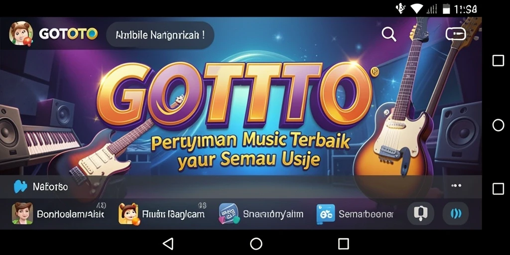 Tampilan gameplay GOTOTO yang mengasyikkan dengan lagu-lagu terbaru.