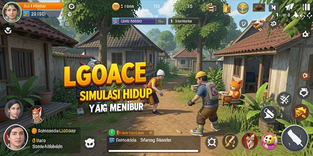 Screenshot gameplay LGOACE menampilkan simulasi kehidupan yang realistis.