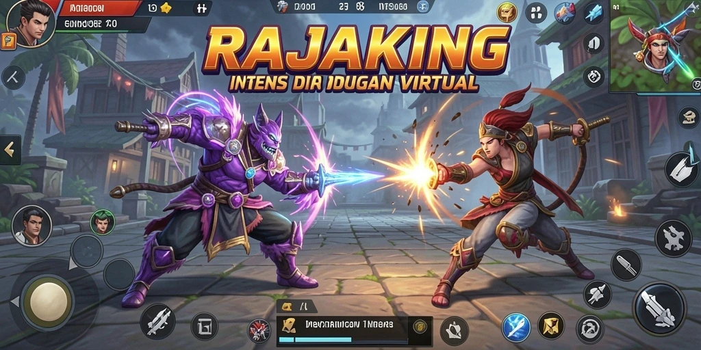 Screenshot menampilkan aksi seru dalam pertarungan RAJAKING.