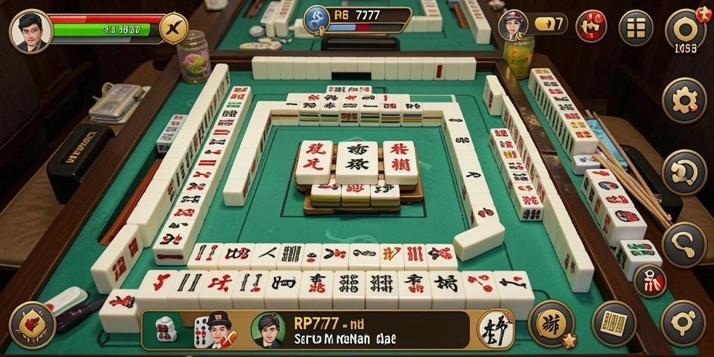 Tampilan gameplay Mahjong seru di RP777 dengan suasana kompetitif.