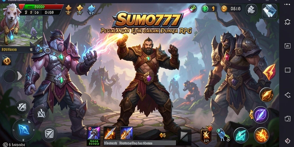 Tampilan gameplay mendebarkan dari game RPG SUMO777 yang menampilkan pertempuran epik.