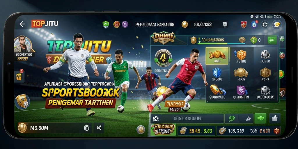 Tampilan layar permainan Sportsbook di aplikasi TOPJITU.